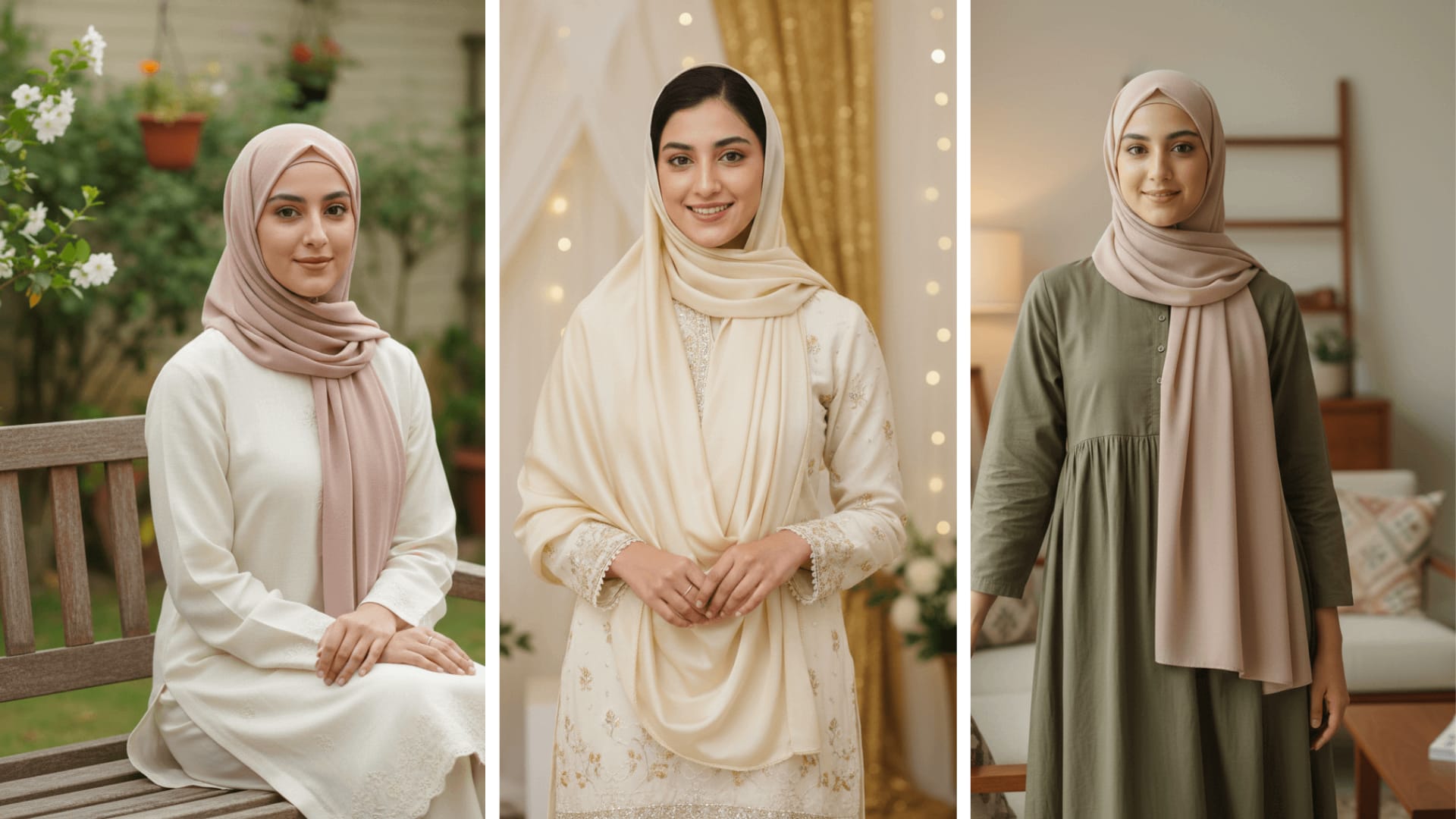 Muslim Girl AI Photo Prompts: Elegant woman in shalwar kameez with hijab