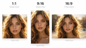 Collage showing same AI image in different aspect ratios and resolutions