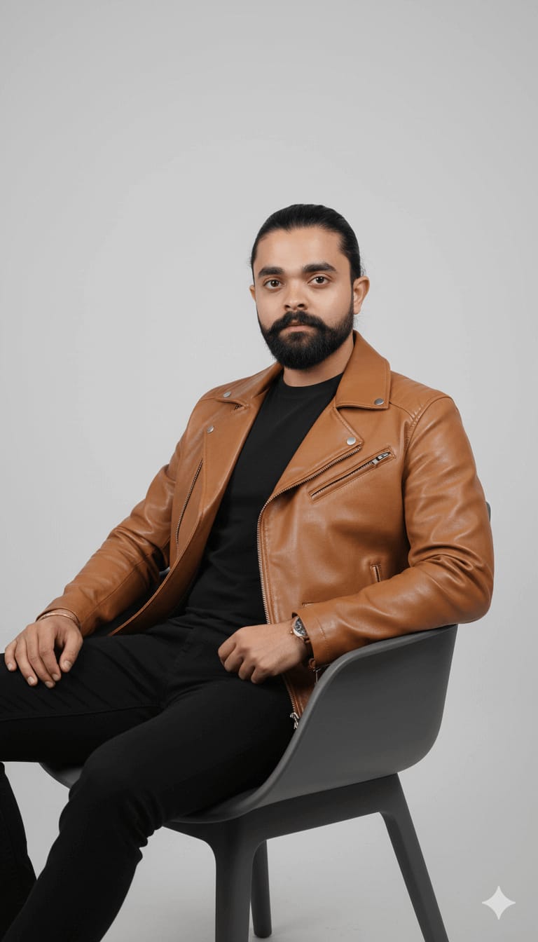 Relaxed Leather Jacket Portrait (Modern Editorial Style)