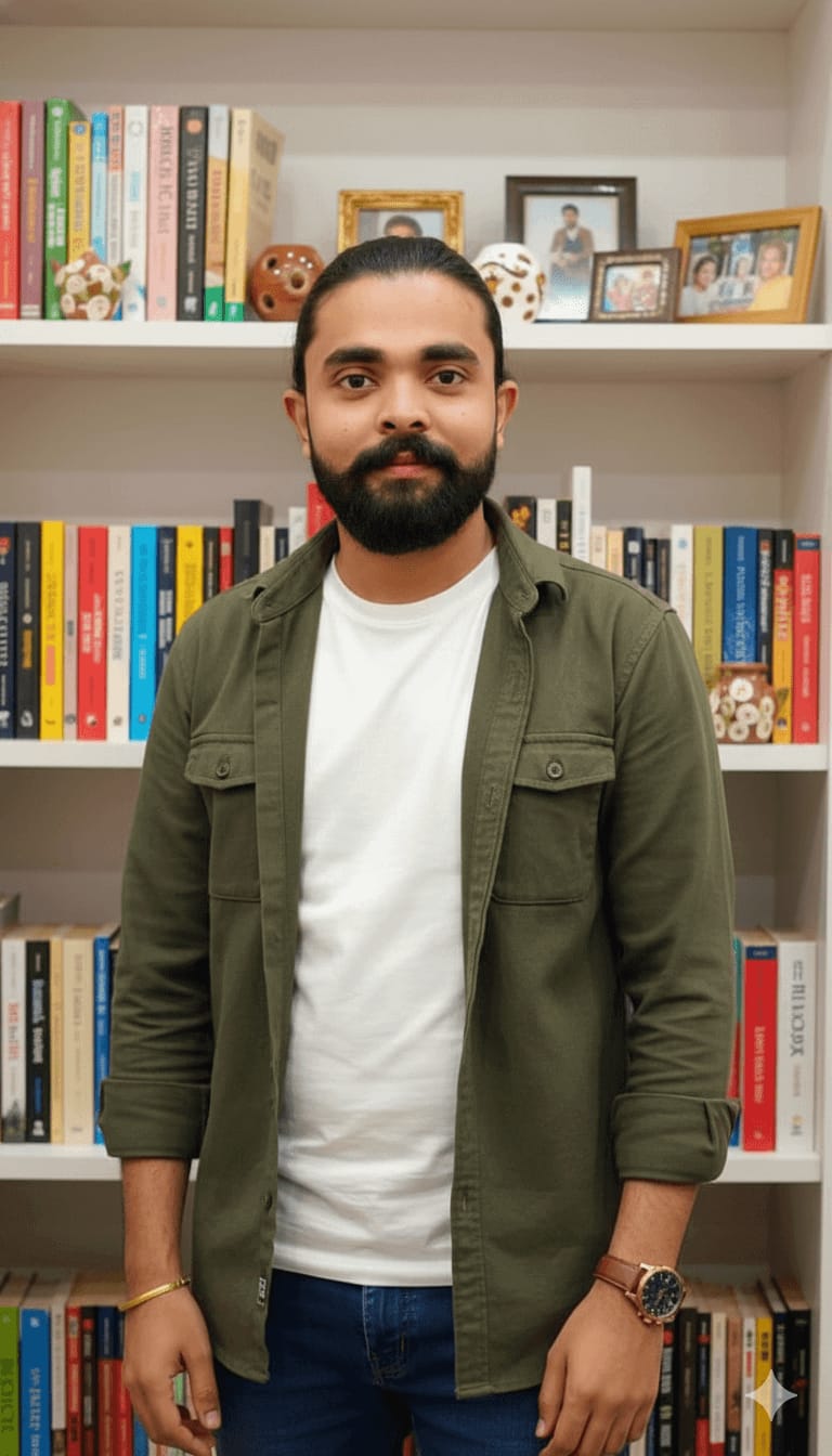 Indoor Classic Portrait with Books