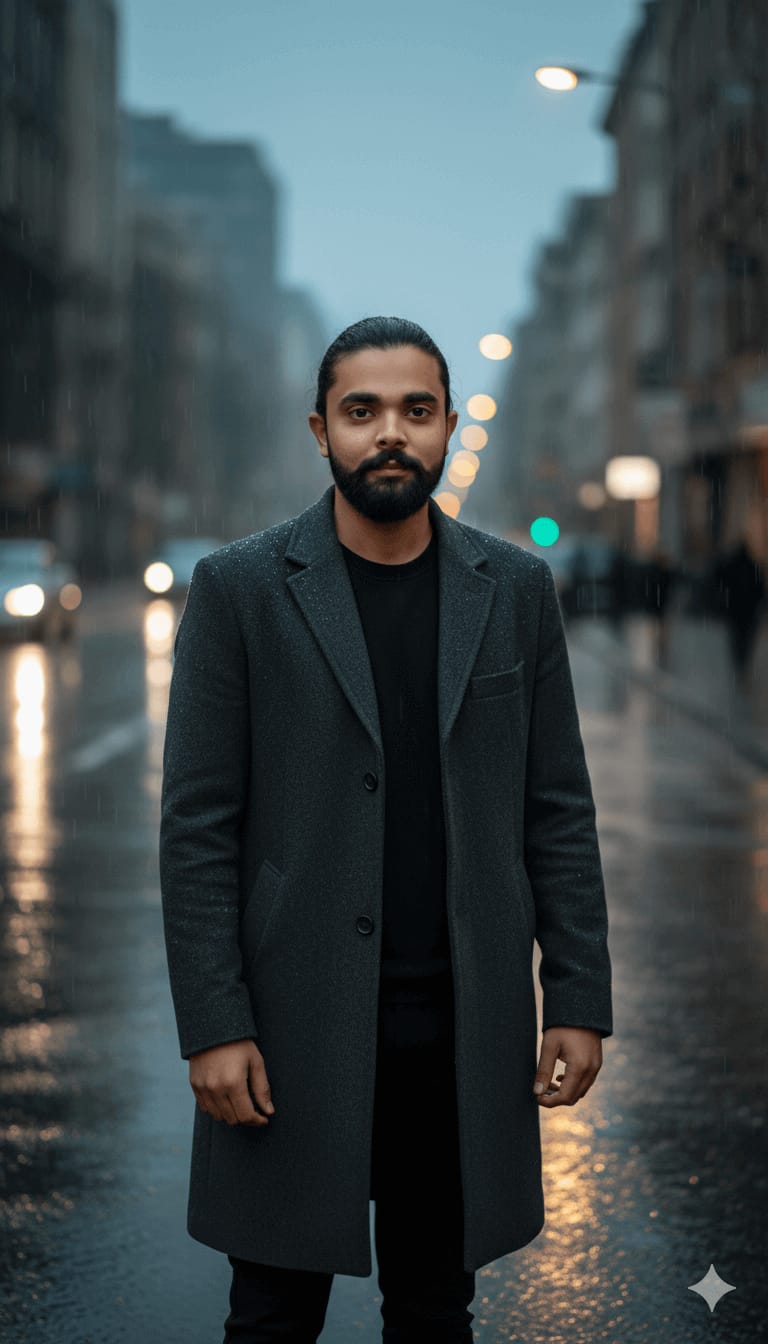 Rainy Street Fashion Portrait