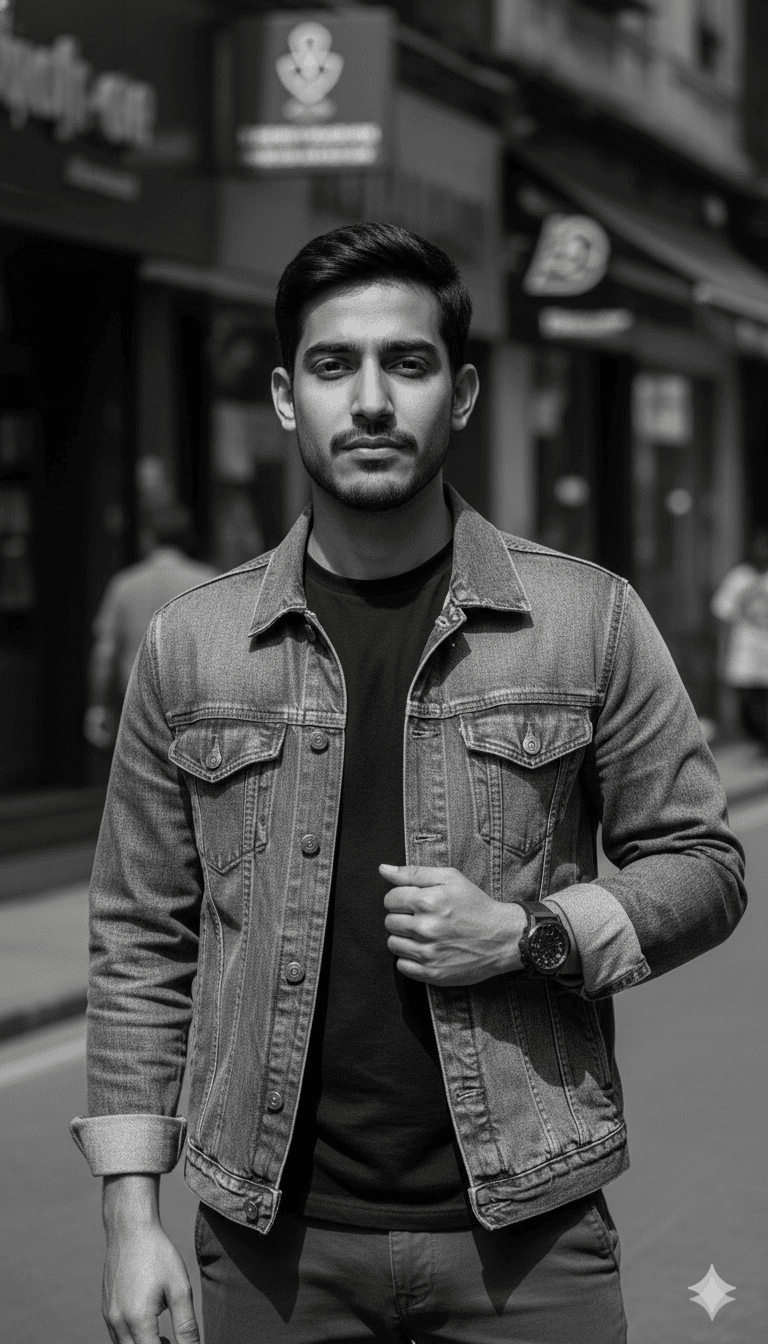 Black and White Denim Portrait