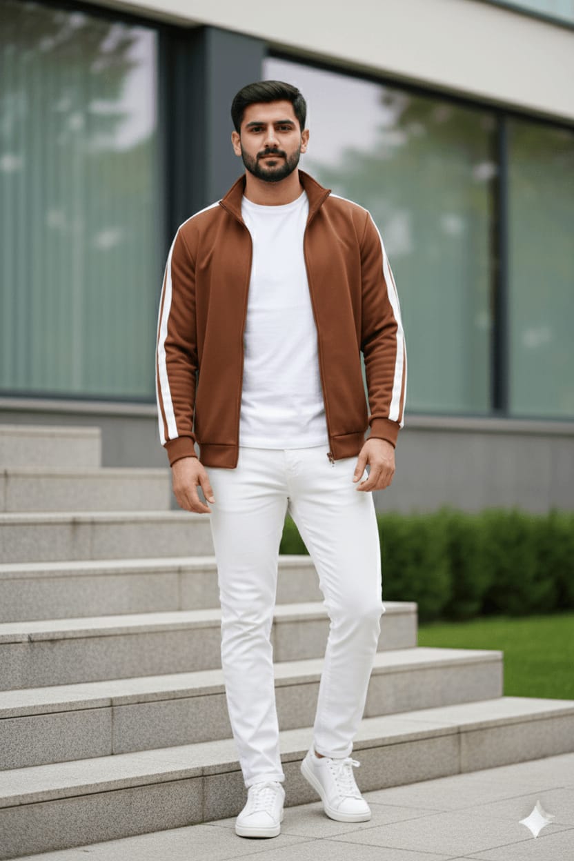 Brown Zip Jacket Modern Look