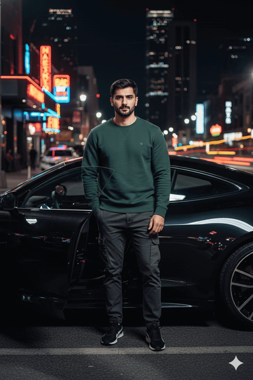 Night Street Car Portrait (Face-Locked)