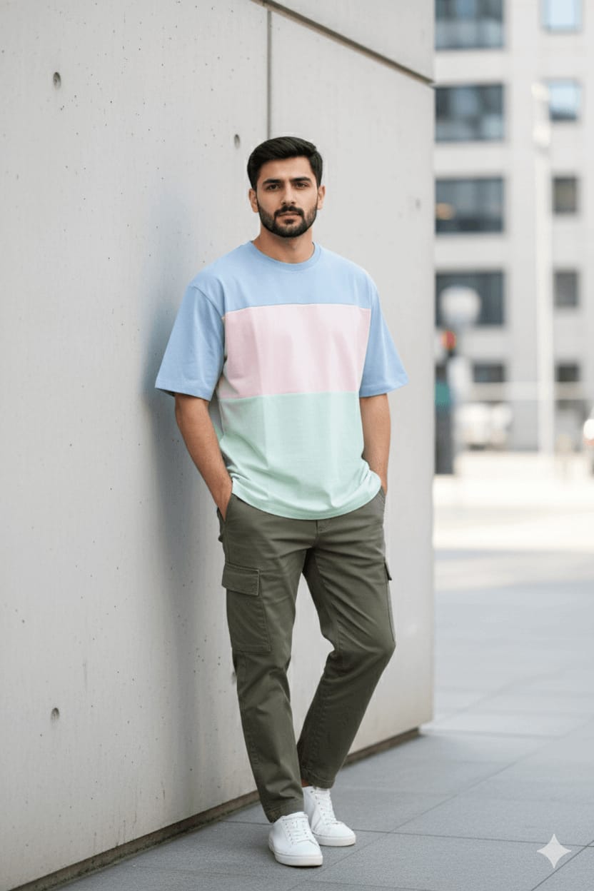Pastel Oversized T-Shirt Look (Face-Locked)