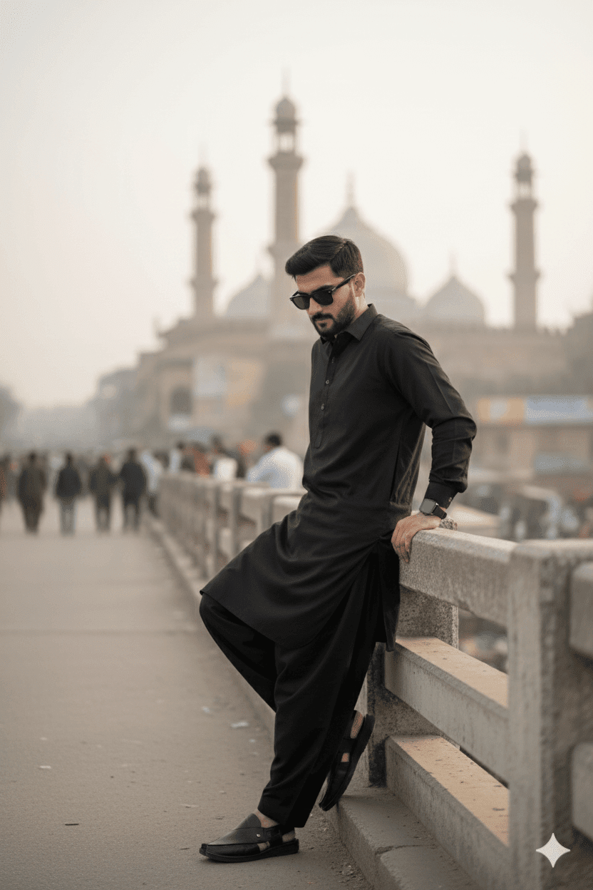 Black Shalwar Kameez Bridge