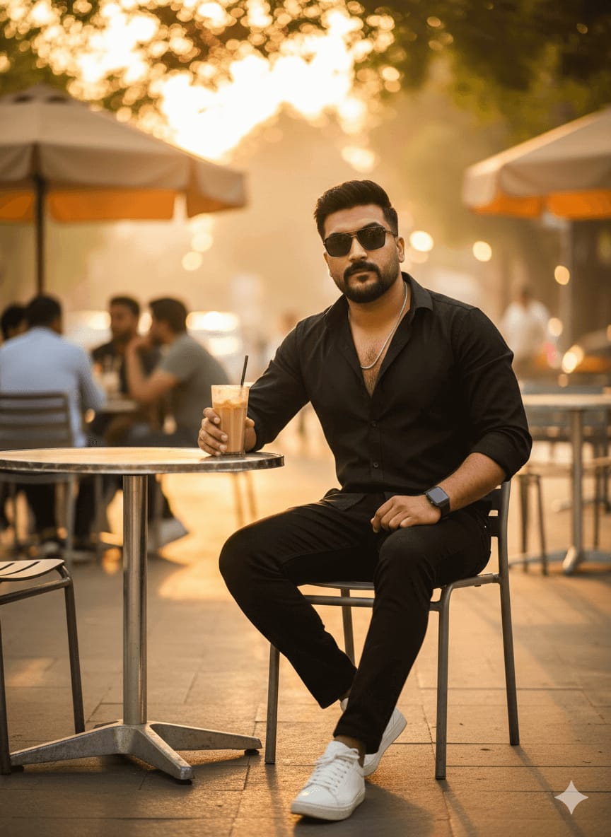 Ultra-Realistic Outdoor Café Lifestyle Portrait Prompt